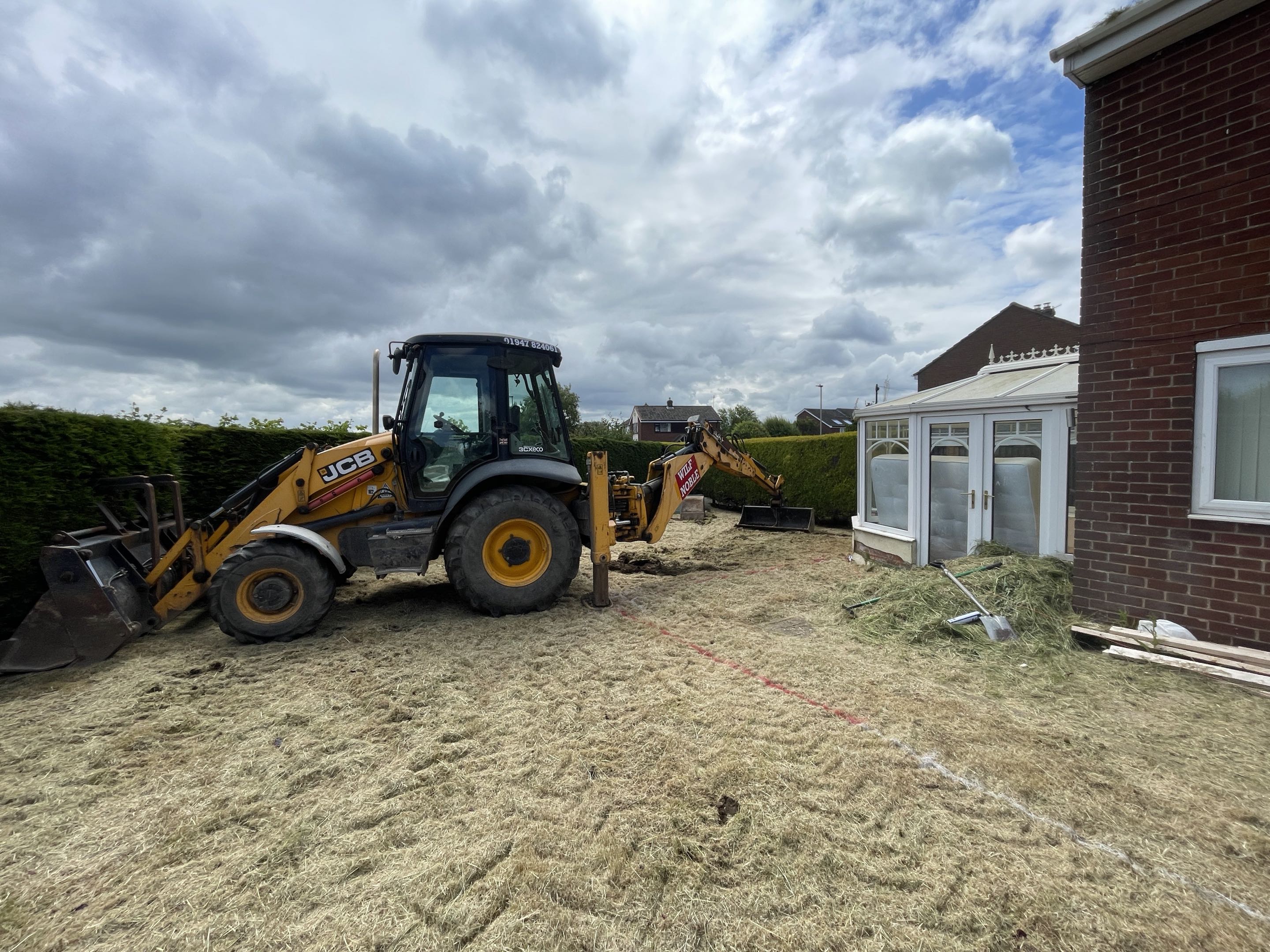 JCB 3CX onsite at domestic extension footprint